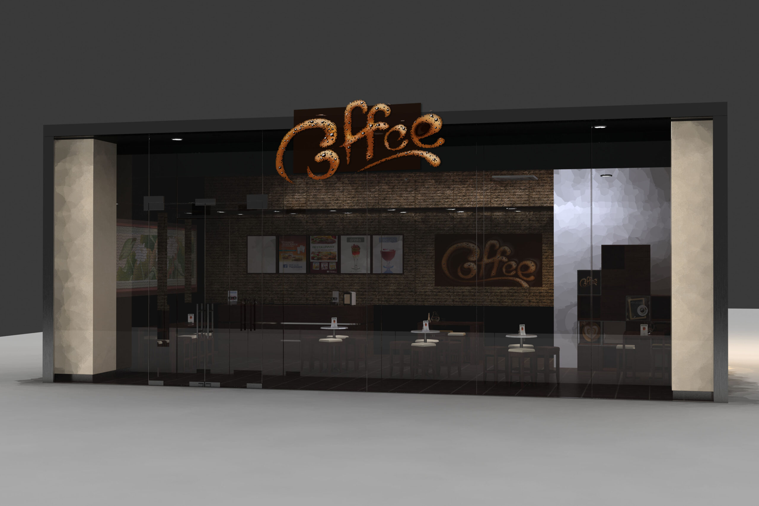 تصميم محل كافيه