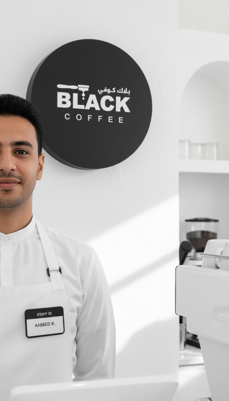 تصميم شعار كافية وهوية مختصرة