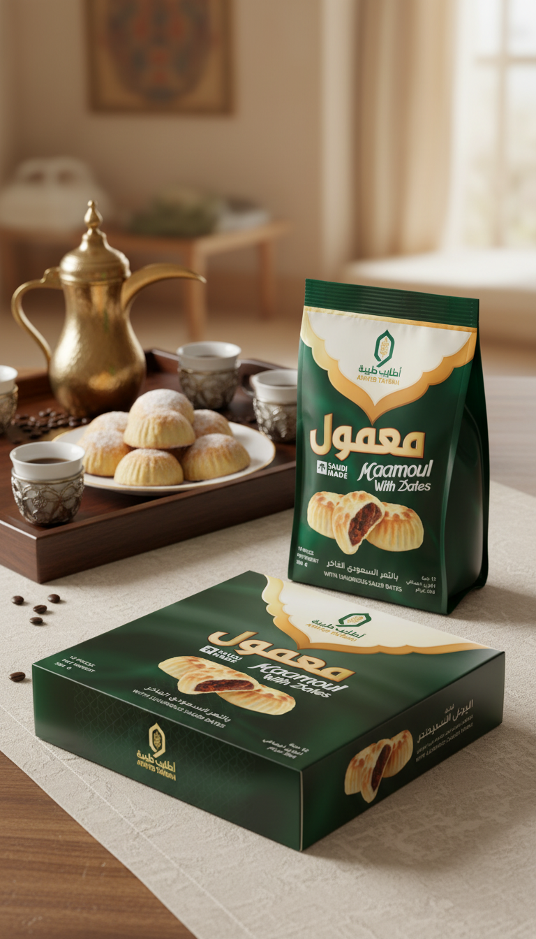 تصميم شعار وهوية ومنتجات شركة معمول