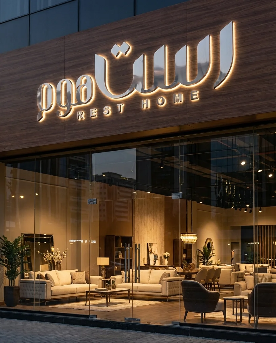تصميم شعار رست هوم محل مفروشات